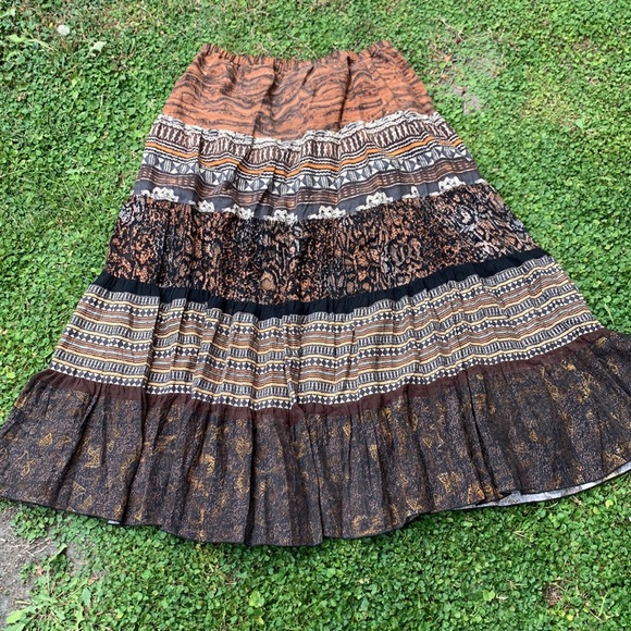 Beautiful Tiered Silk Chico’s Safari Maxi Skirt - Picture 2 of 7